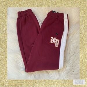 Hollister Maroon and White Track Pants